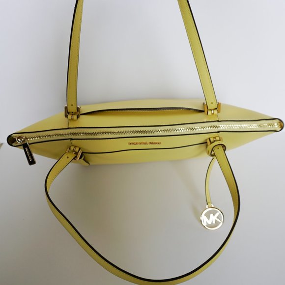 Michael Kors Ciara L Leather Tote Yellow Sunshine - Picture 6 of 12